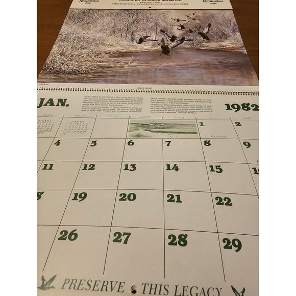 1982 Vintage Remington Dupont Calendar Wildlife and Hunting Memorabilia - Picture 4 of 9
